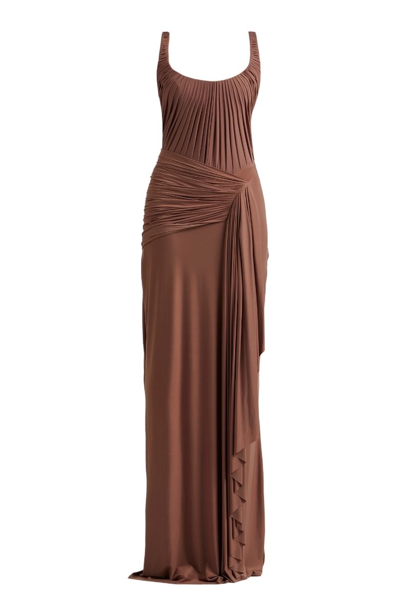 EVELINA MAXI DRESS IN MOCHA PINK - CULT MIA