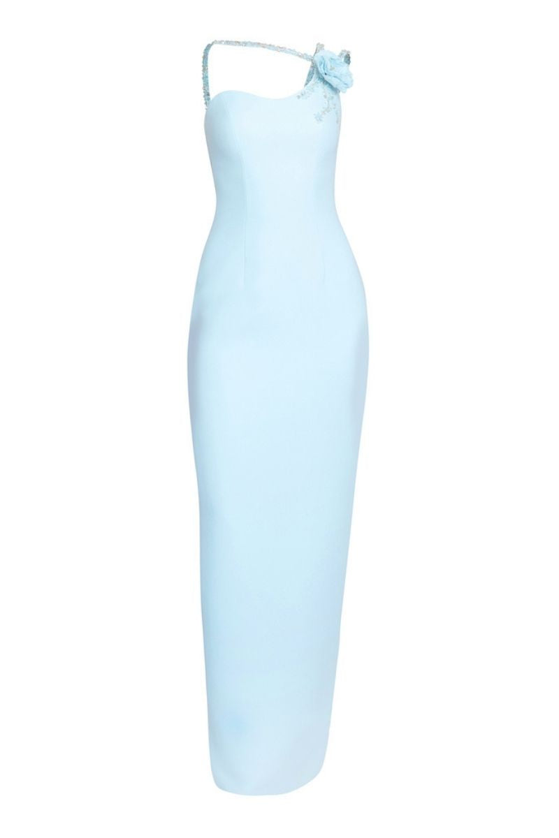 BLUE ONE-SHOULDER LONG DRESS - CULT MIA