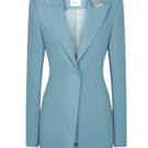Grosvenor baby blue blazer by Lekieu, stylish tailored jacket for children with a smooth fabric finish and classic collar.