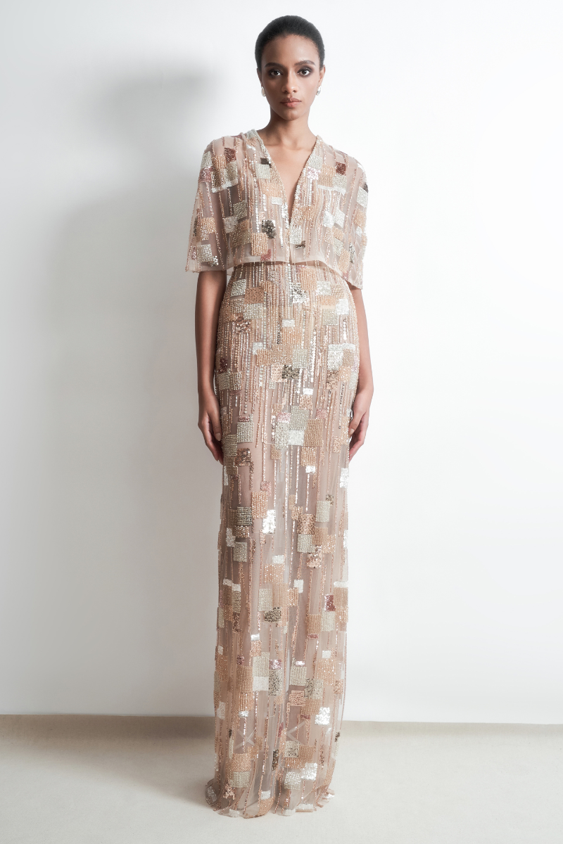 FREEZE PONCHO MAXI DRESS IN NEUTRAL - CULT MIA
