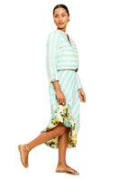 Mestiza New York Santiago convertible midi skirt in Aegean Blooms with floral pattern and versatile design.