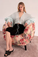 Sky blue Splash blouse by OVERTHESEA, a stylish women's top with a flowy, lightweight fabric and casual fit.