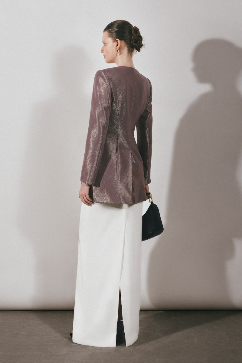 METALIC PRISTINE SCOOP-NECK BLAZER - CULT MIA
