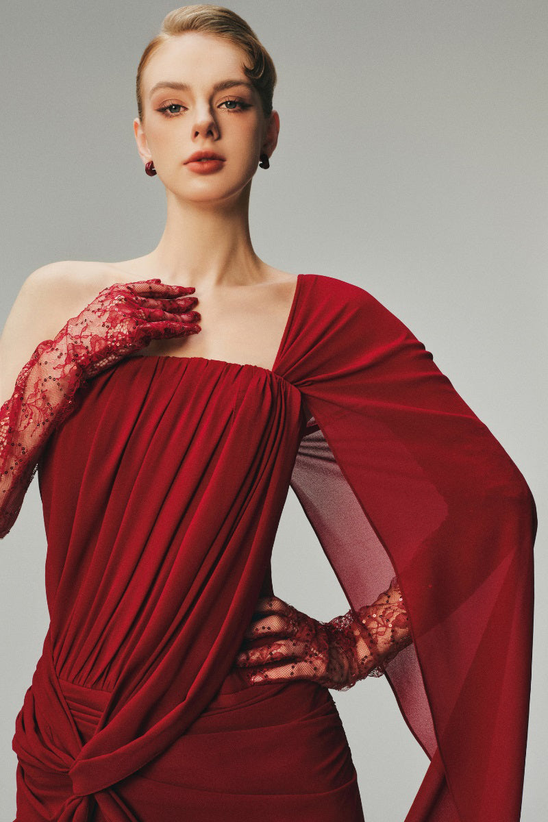 elegant one shoulder dress Esme Expertly fashioned from lurex mesh fabric for shine B233061 Elegant One Shoulder Poly