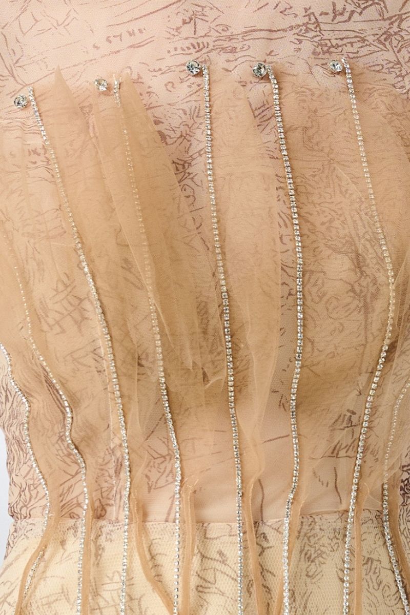 BEIGE ORGANZA MIDI DRESS - CULT MIA