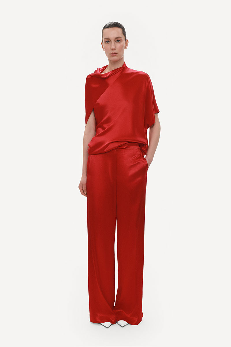 Red loose-fit viscose blouse from ELENAREVA, featuring a relaxed style and lightweight fabric, perfect for casual or office wear.