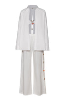 Baobab Wayra Pants in Salina color displayed on a model, showcasing the relaxed fit and stylish design of these casual pants.