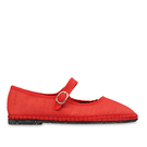 Flabelus Polly red flats with red piping, stylish slip-on shoes featuring a sleek design and comfortable fit.