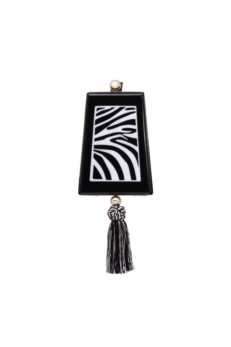 Waiwai Rio zebra print trapezio shoulder bag with a sleek design and adjustable strap, stylish for everyday use.