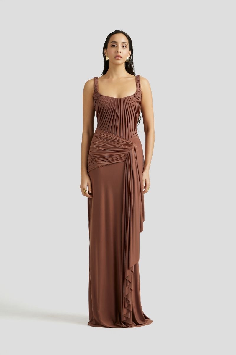 EVELINA MAXI DRESS IN MOCHA PINK - CULT MIA
