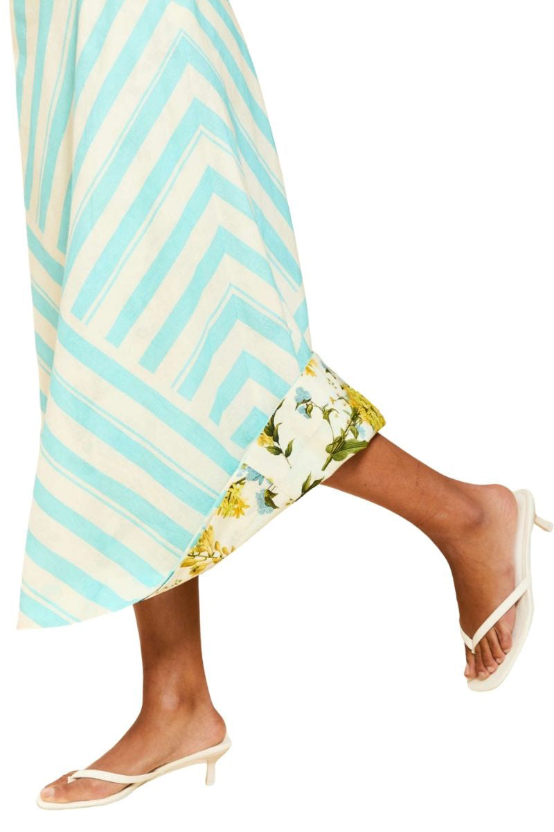 Mestiza New York Santiago convertible midi skirt in Aegean Blooms featuring floral print and flowy fabric.