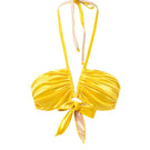 Suncillo Virna glossy bikini top in Sicily yellow with adjustable straps and a smooth, shiny finish.