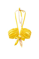 Suncillo Virna glossy bikini top in Sicily yellow with adjustable straps and a smooth, shiny finish.