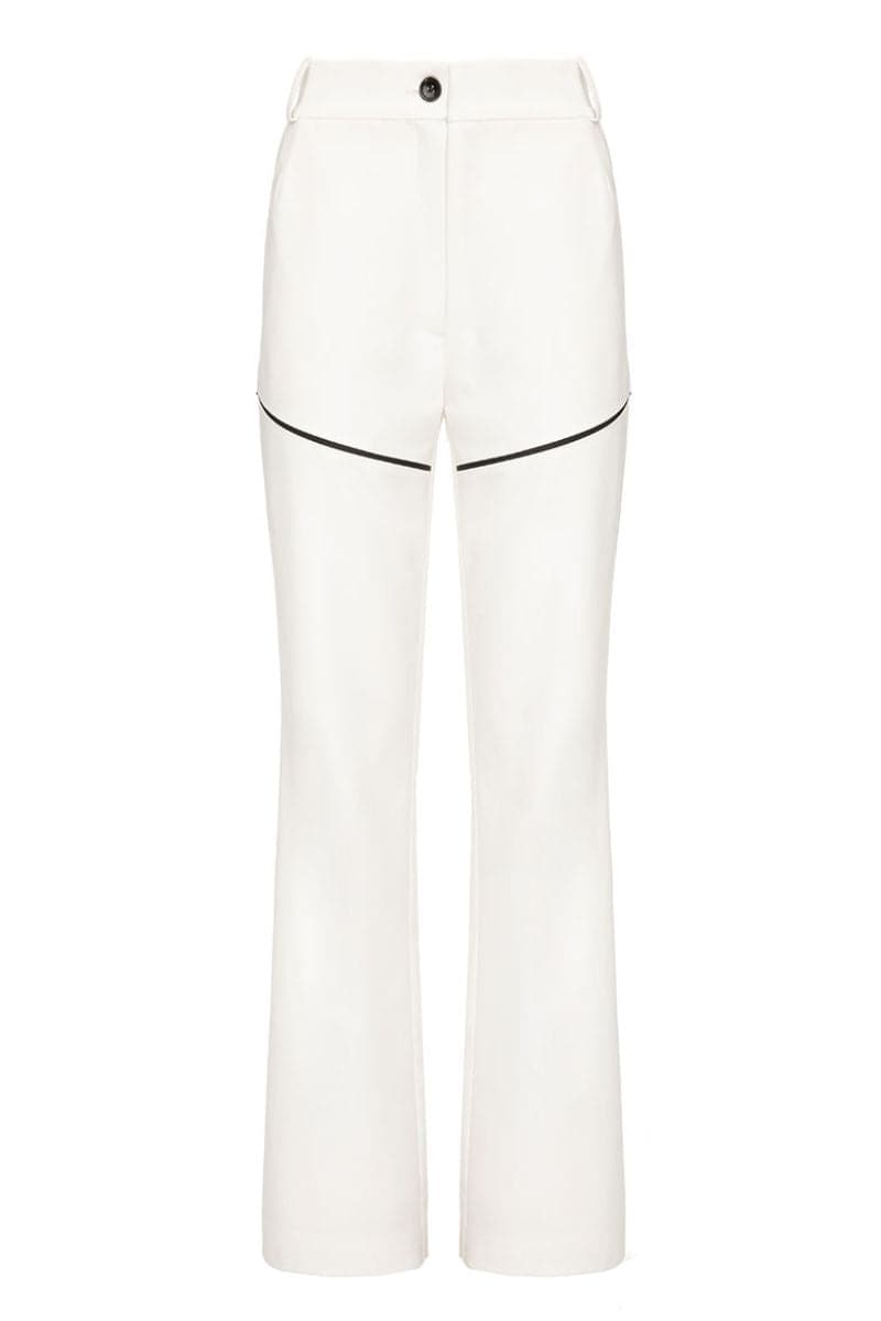 WHITE WIDE LEG PANTS WITH ZIPPERS - CULT MIA