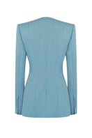 Grosvenor baby blue blazer by Lekieu, tailored children's blazer with classic fit and soft fabric, displayed on a hanger.