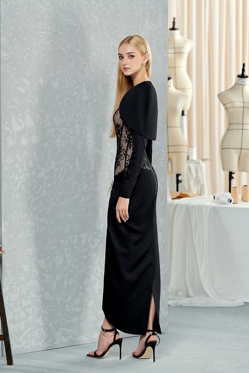 BLACK WAIST-CINCHED ORCHID AND CORSET SHIRT MIDI DRESS - CULT MIA