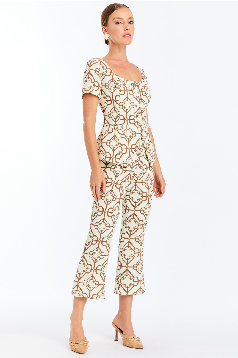 TUXEDO CROP KICK PANTS IN QUATREFOIL TILE