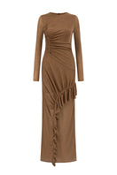 Black Noir dress by Arti Apparel, stylish midi dress with a fitted silhouette and elegant design, shown on a model.