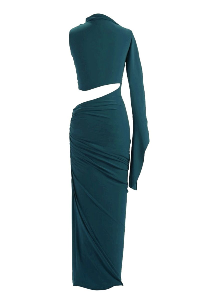 Aquarel Studio Gaia maxi dress with a flowing silhouette and vibrant floral pattern on lightweight fabric.
