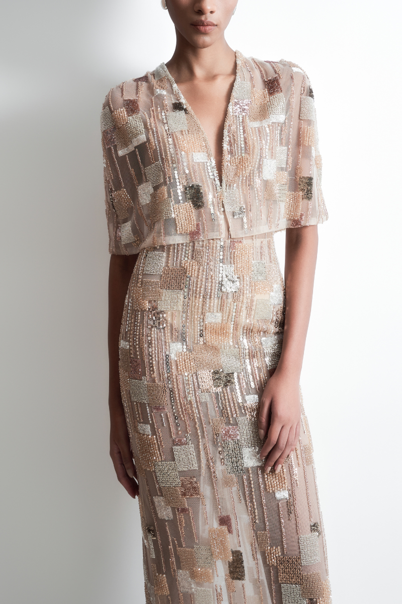 FREEZE PONCHO MAXI DRESS IN NEUTRAL - CULT MIA