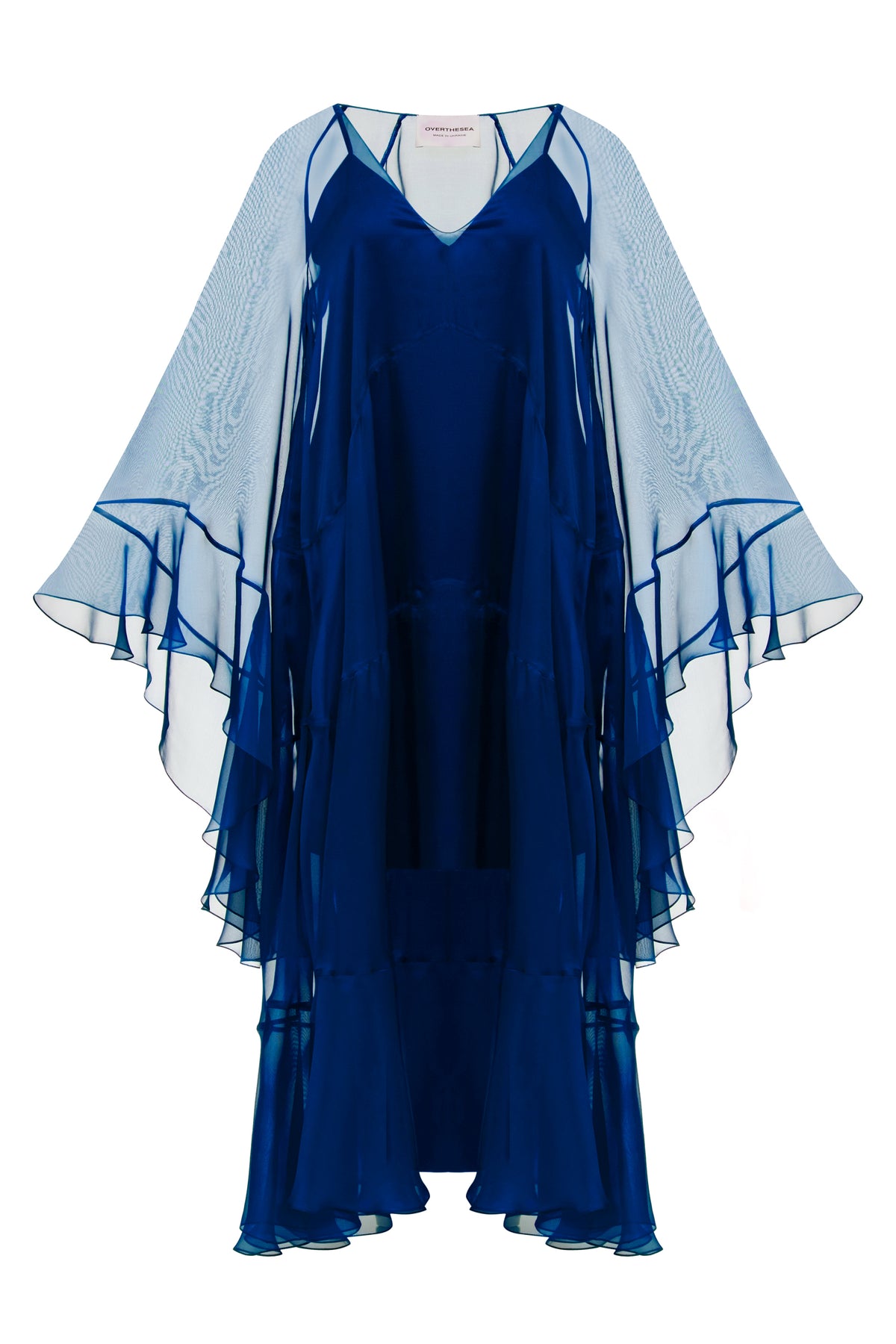 OverTheSea blue maxi dress with depth design, flowing fabric, and sleeveless style perfect for summer or casual occasions.