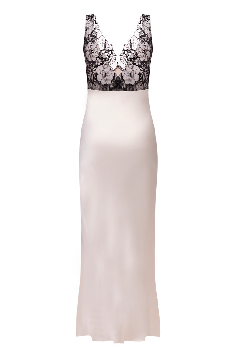 OvertheSea ivory shadow maxi dress, flowing design with intricate details, perfect for elegant occasions