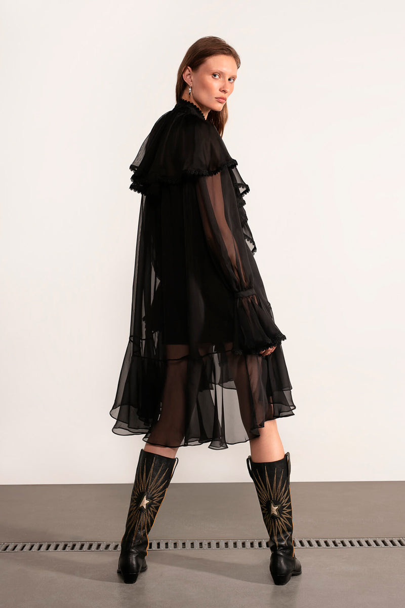 OCEAN OF THE TENDERNESS MIDI DRESS IN BLACK - CULT MIA