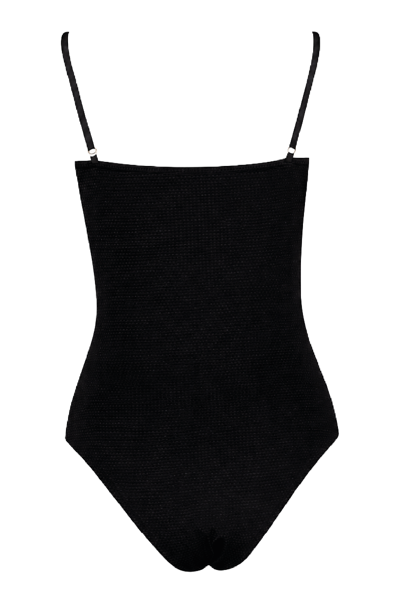 Verdelimon black one-piece swimsuit with a sleek design, shown from the back on a plain background.