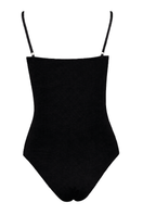 Verdelimon black one-piece swimsuit with a sleek design, shown from the back on a model.