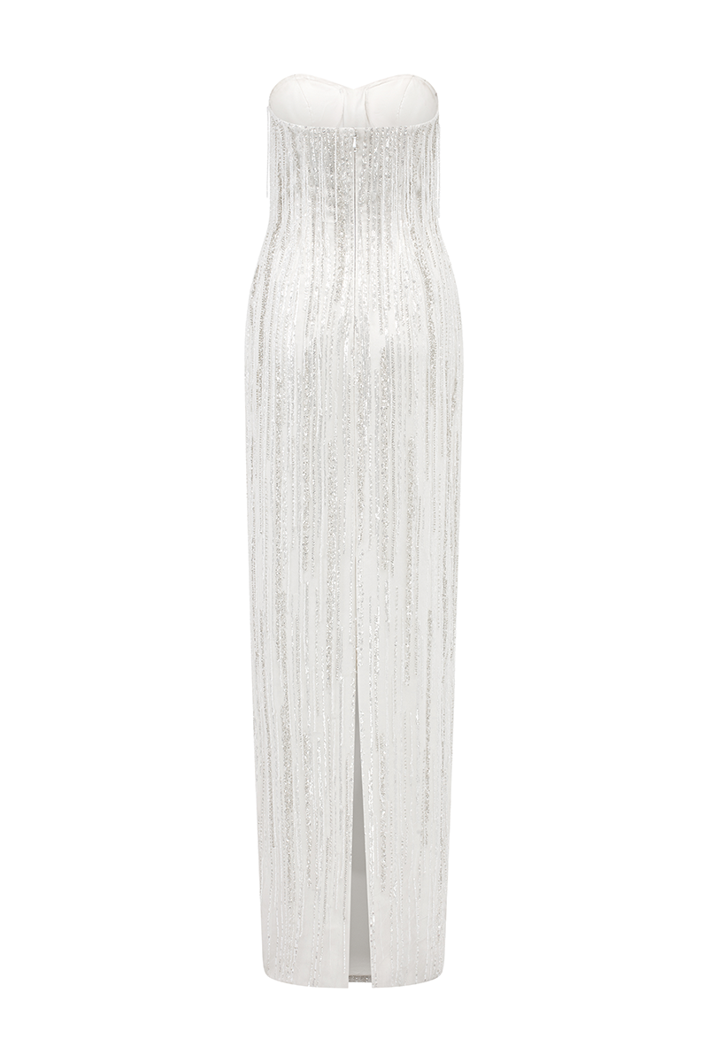 SEMI HEART NECK STRAPLESS DRESS - CULT MIA