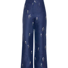 Estefania lovely navy tulip pants with a stylish, flowy design and tailored fit, shown on a model.