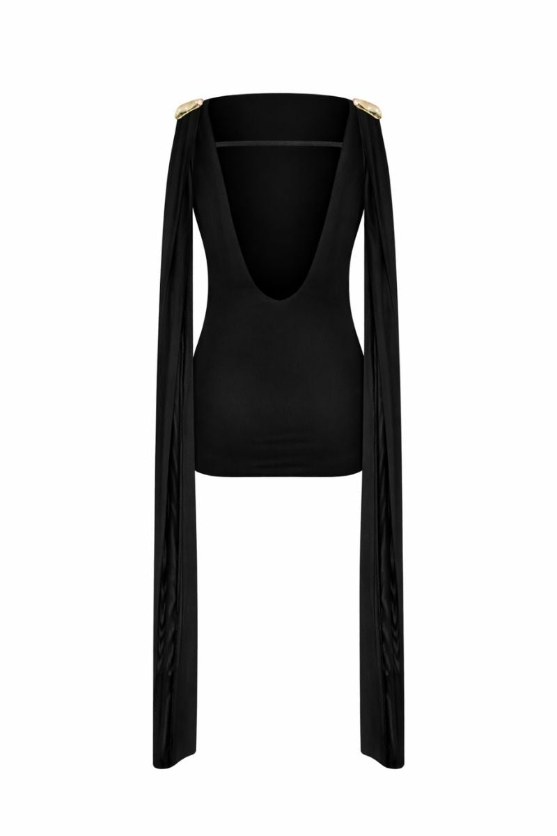 Black Carolina mini dress by LEDIEL, featuring a stylish fit and elegant design, shown on a model.