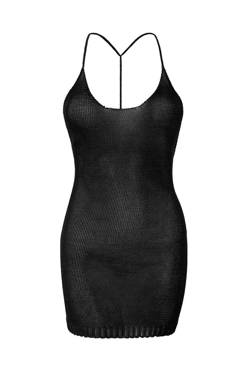 BLACK SPARKLY KNIT MINI DRESS - CULT MIA