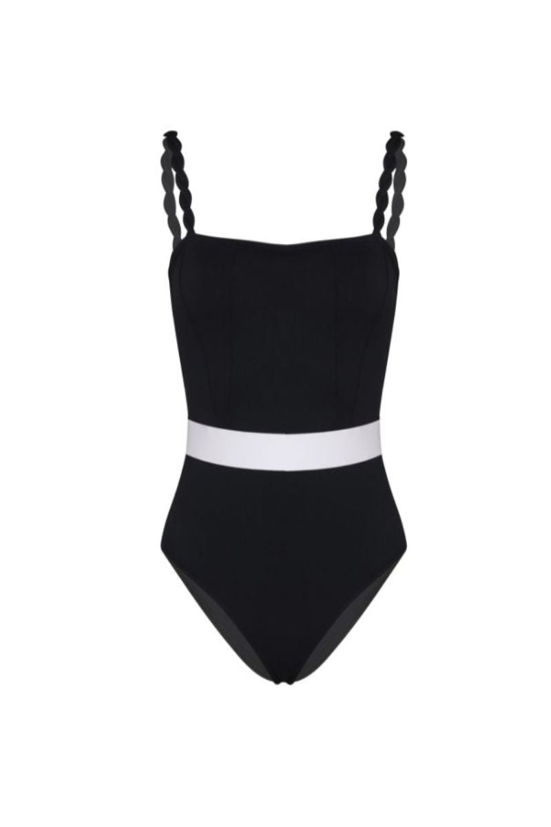 Black Steph swimsuit by KIÓHNE featuring a sleek, fitted design perfect for swimwear and beachwear.