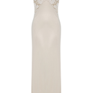 Bocan Couture ELA long cupro nightgown with beige lace trim, flowing fabric and elegant design for comfortable sleepwear.
