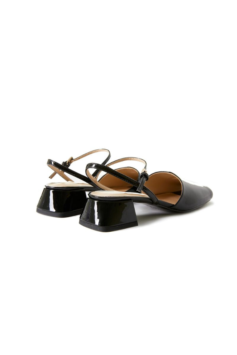 PEEP TOE SLINGBACK HEELS IN BLACK - CULT MIA