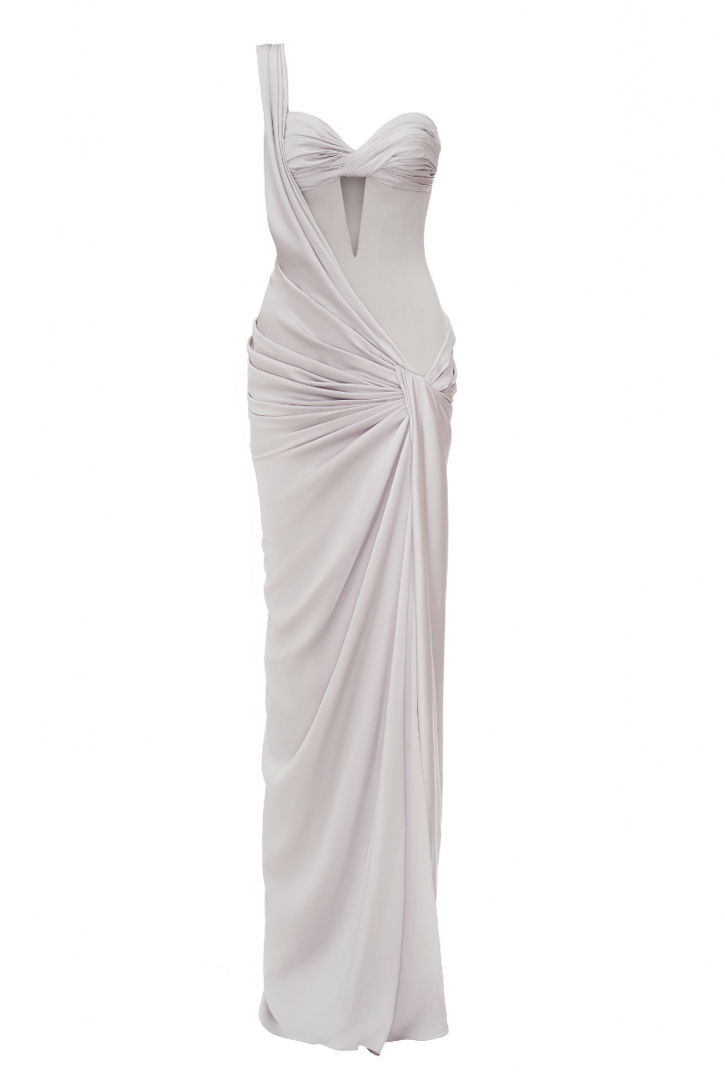 GONE WITH THE FLOW GOWN IN SILVER - CULT MIA