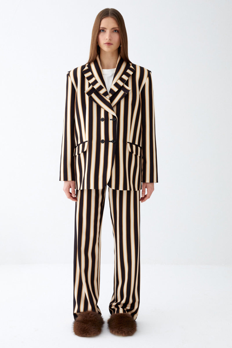 BLAZER IN BROWN-BLACK STRIPED