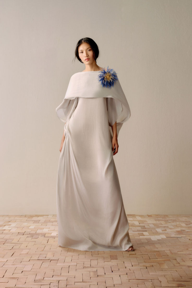 Light gray oversized maxi dress by Lecia featuring a soft, flowing fabric and relaxed fit, perfect for casual and comfortable styling.