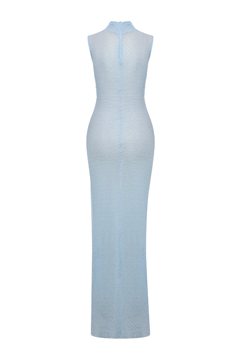 WAFFLE LACE DRESS WITH DEEP SLIT - CULT MIA