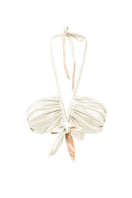 White pearl VIRNA glossy bikini top by Suncillo featuring a sleek, shiny finish and adjustable straps.