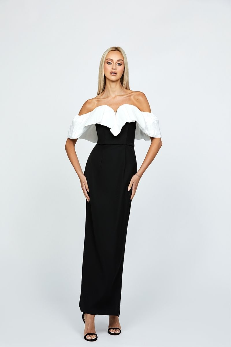 MAXINE OFF SHOULDER RUFFLE MAXI DRESS - CULT MIA