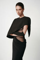 Elegant black Eclipse Frame Dress gown by TONYY, featuring a fitted silhouette and stylish frame detail on the bodice.