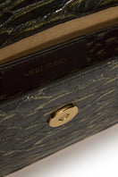 Vikele Studio Opera clutch in Python with sleek design, featuring textured snake print and elegant gold clasp detail.