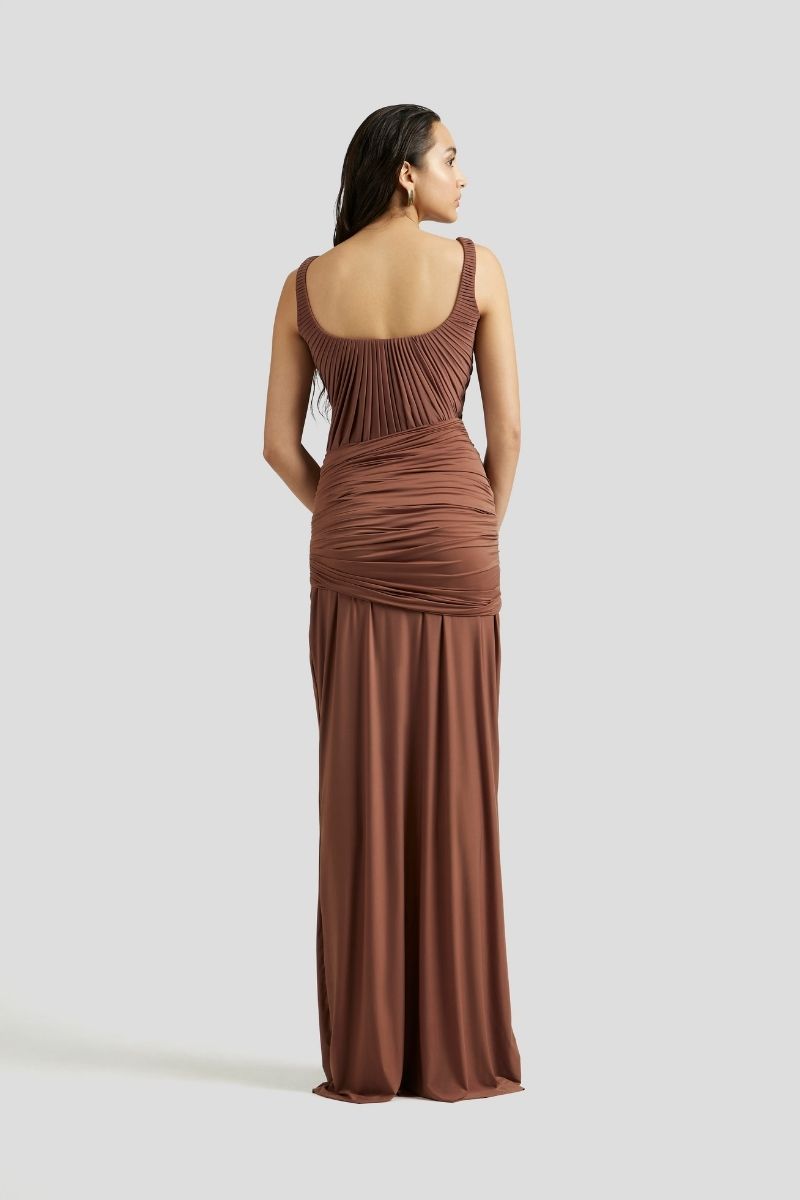 EVELINA MAXI DRESS IN MOCHA PINK - CULT MIA
