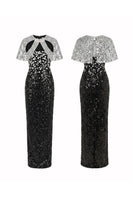 Black Luna floral sequin gown by HACCHIC COUTURE featuring intricate floral sequin details and elegant flowing fabric.