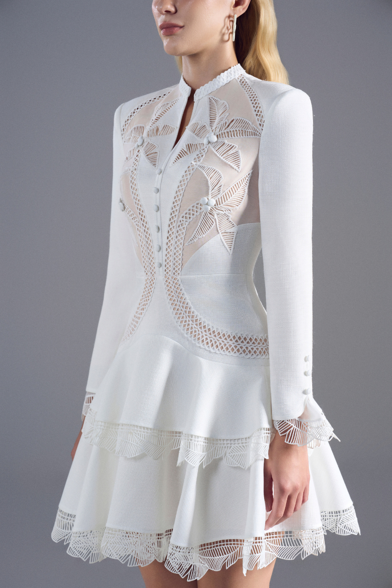 high tide buttoned textured mini dress white High Tide Buttoned Textured Mini Dress White