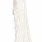 White Plan Narcotic Dress gown showcasing elegant, flowing fabric with a sleek design and subtle detailing