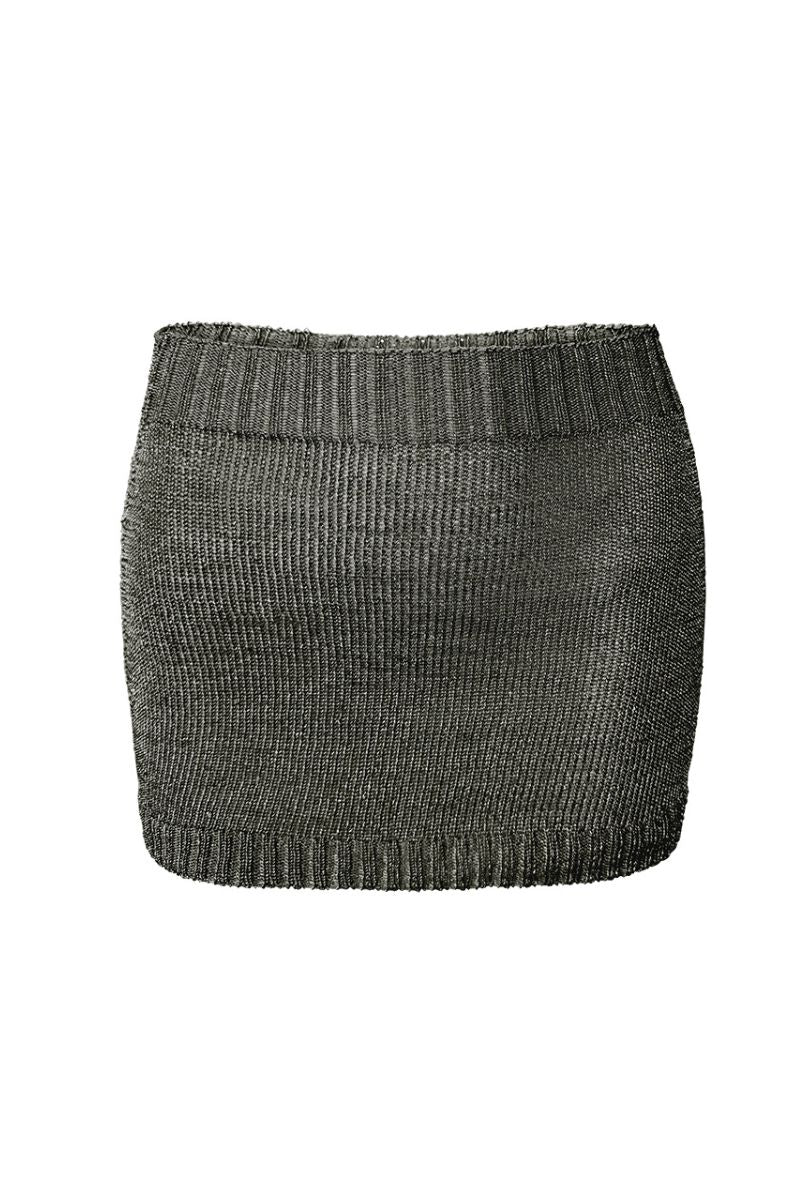 GUNMETAL SPARKLY KNIT MINI SKIRT - CULT MIA