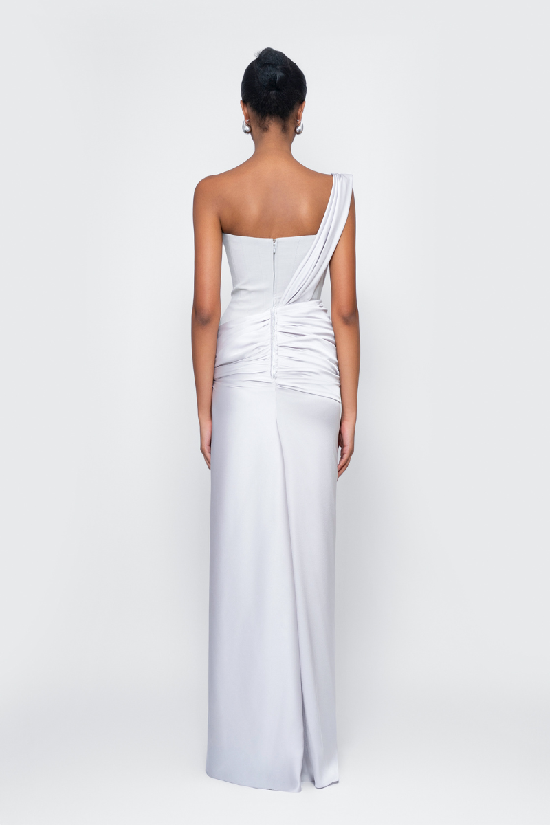 GONE WITH THE FLOW GOWN IN SILVER - CULT MIA